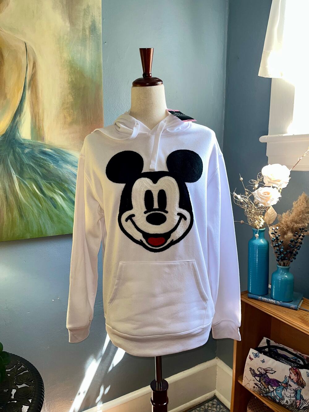 New with tags, Women's Size S, Officially Licensed Disney White hoodie